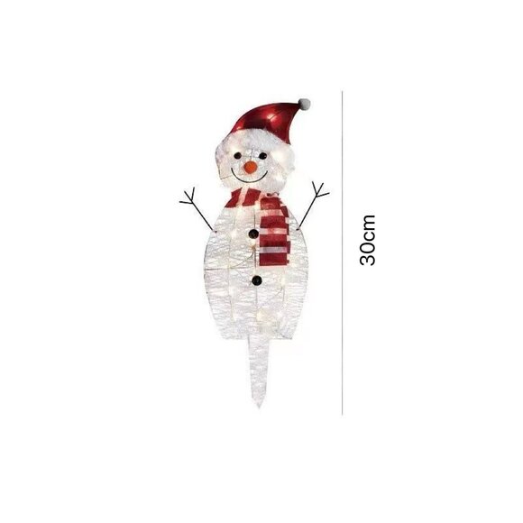 Christmas Light-Up Snowman 3-Piece Set - Acrylic Yard Decoration - Picture 7 of 8